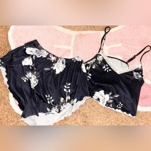 SHEIN Black Floral Pajama Set